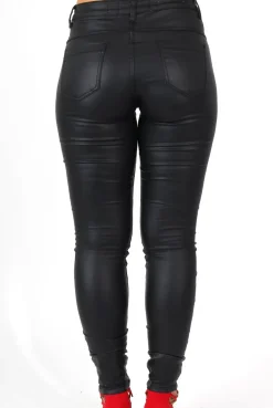 Rebellious Fashion Lexis Black PU High Waisted Jeans
