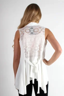 Rebellious Fashion Lexi White Lace Back Jacket