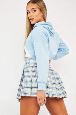 Rebellious Fashion Light Blue Check Tennis Mini Skirt - Ibbie