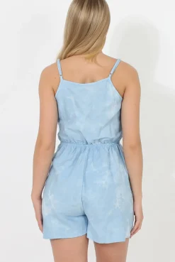Rebellious Fashion Light Blue Crochet Playsuit - Delilah