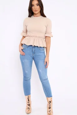 Rebellious Fashion Light Blue Denim Distressed Skinny Jeans - Emberlie