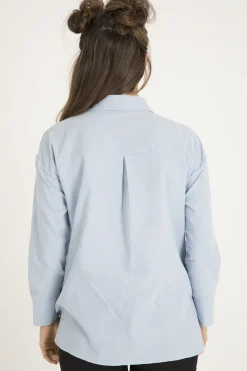 Rebellious Fashion Light Blue Floral Embroidered Shirt - Kara