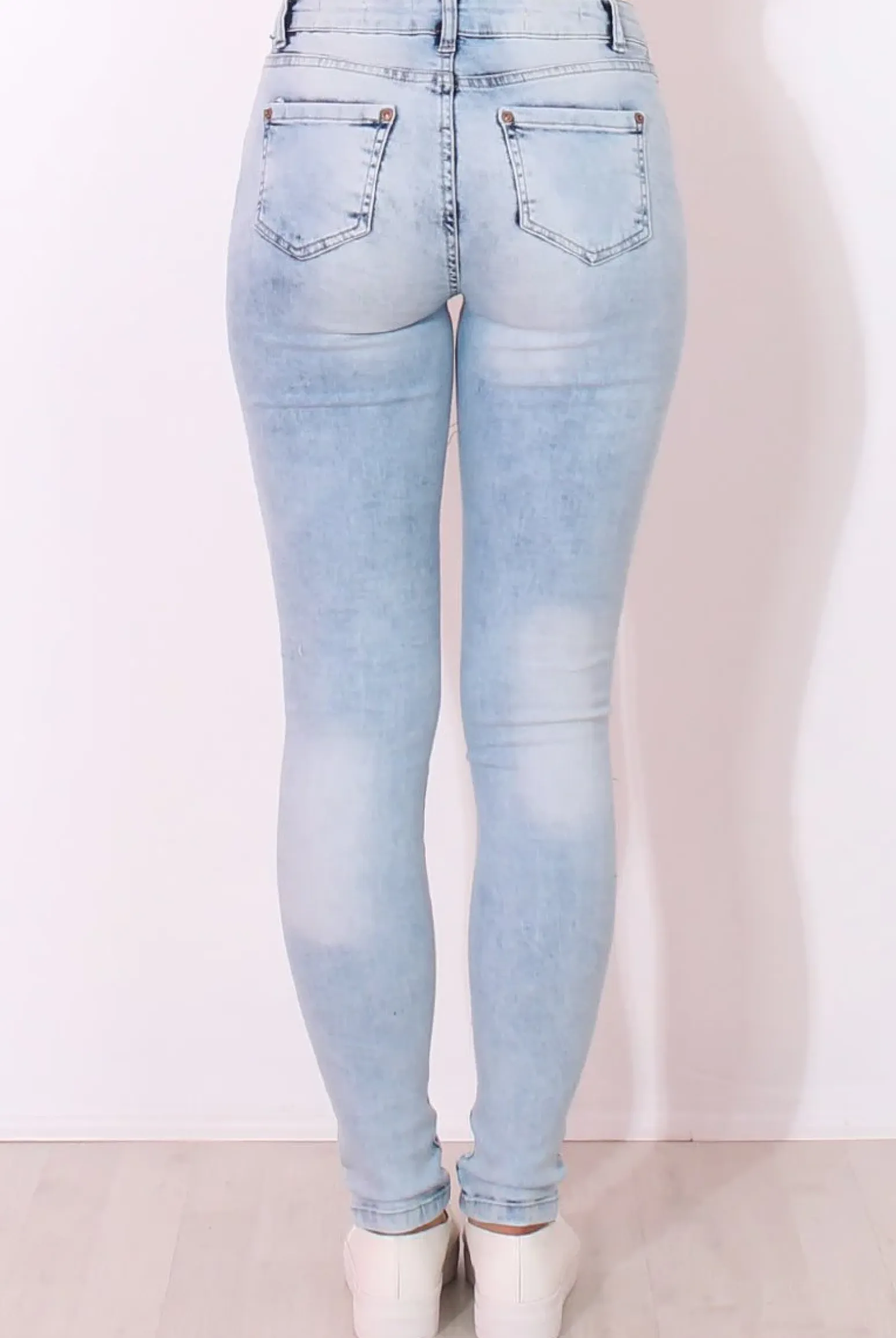 Rebellious Fashion Light Blue High Waisted Super Skinny Jeans -Olivia