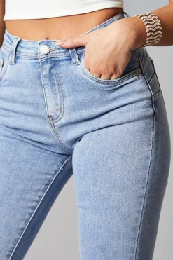 Rebellious Fashion Light Blue High Waist Skinny Jeans - Nixi