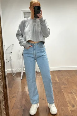 Rebellious Fashion Light Blue High Waist Wide Leg Jeans - Samara