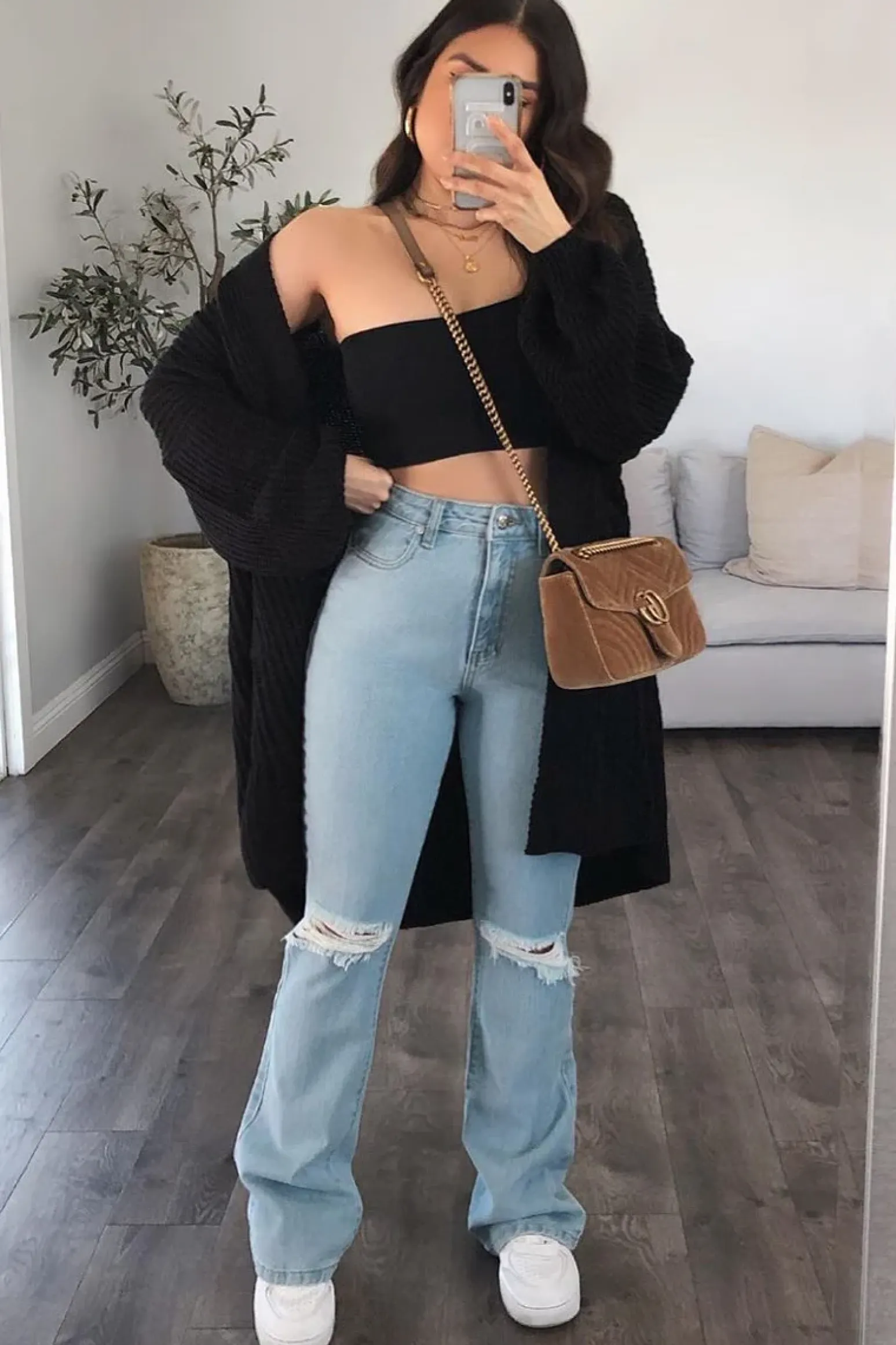 Rebellious Fashion Light Blue Ripped Flare Jeans - Elze