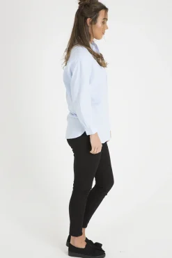 Rebellious Fashion Light Blue Slogan Writing Oversized Shirt - Layla