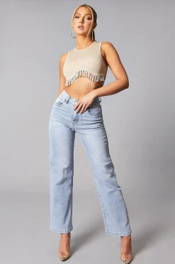 Rebellious Fashion Light Blue Straight Leg Baggy Jeans - Marigold