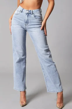 Rebellious Fashion Light Blue Straight Leg Baggy Jeans - Marigold
