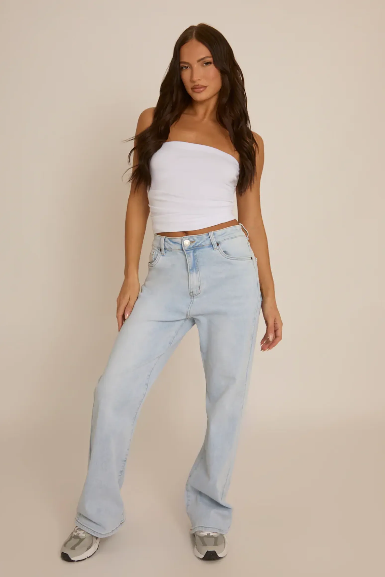Rebellious Fashion Light Blue Stretch Straight Leg Jeans - Scarlett