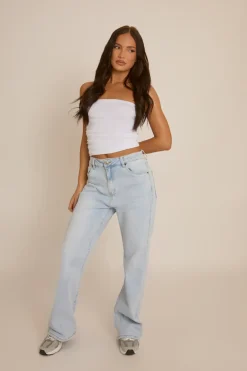 Rebellious Fashion Light Blue Stretch Straight Leg Jeans - Scarlett