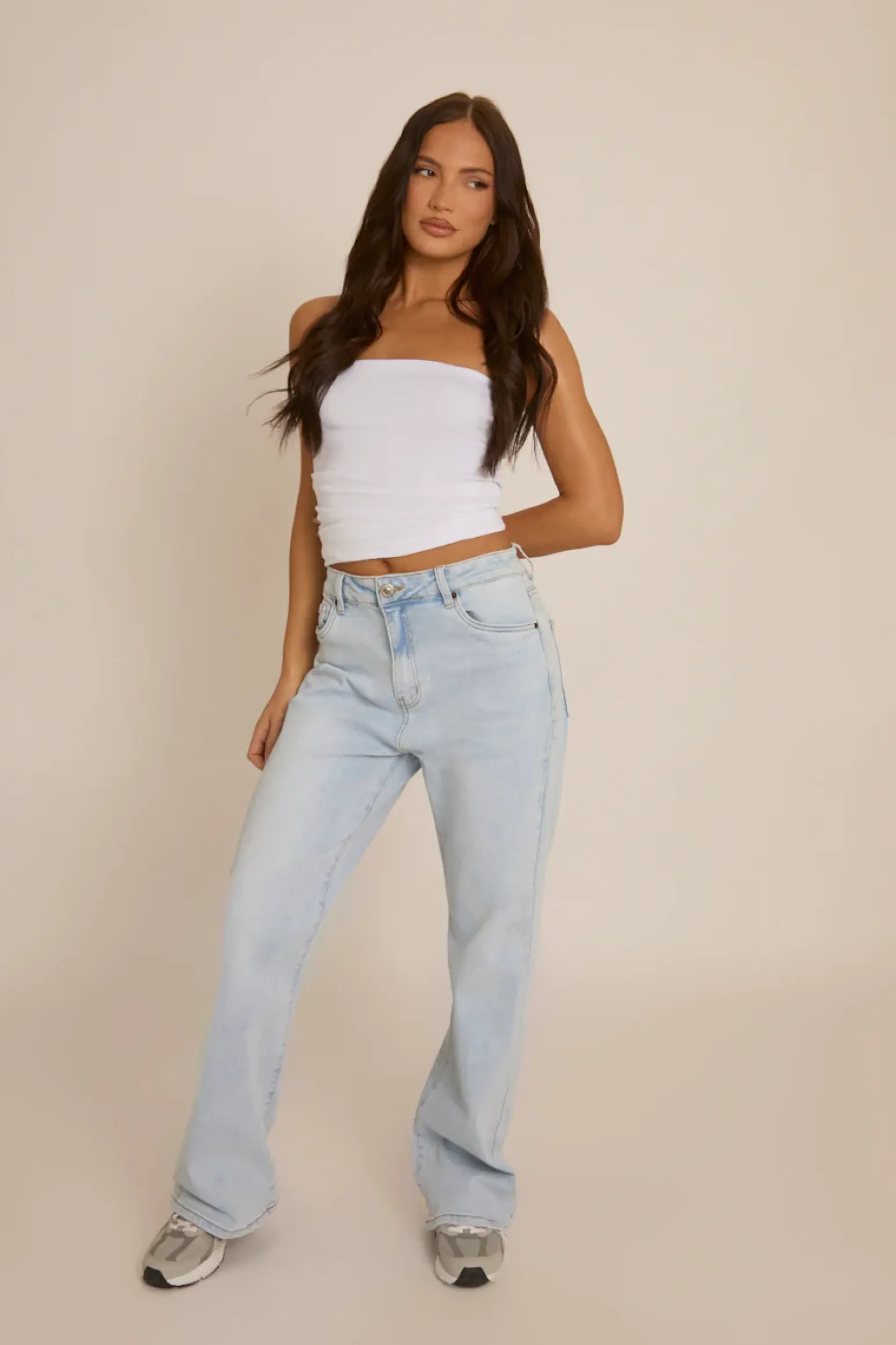 Rebellious Fashion Light Blue Stretch Straight Leg Jeans - Scarlett