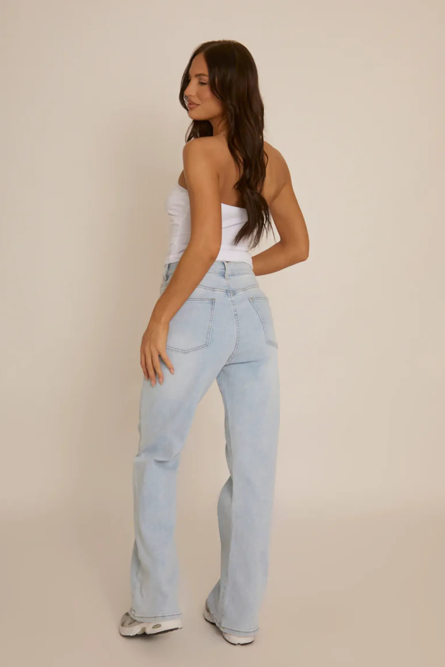 Rebellious Fashion Light Blue Stretch Straight Leg Jeans - Scarlett