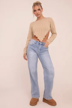 Rebellious Fashion Light Blue Stretch Straight Leg Jeans - Sam