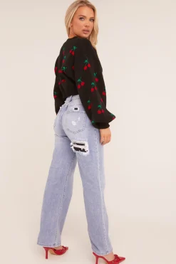 Rebellious Fashion Light Blue Stretch Straight Leg Jeans - Sam