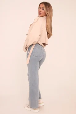 Rebellious Fashion Light Blue Stretch Straight Leg Jeans - Hayle