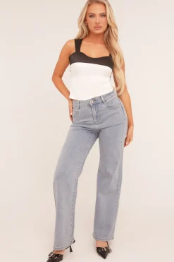 Rebellious Fashion Light Blue Stretch Straight Leg Jeans - Hayle