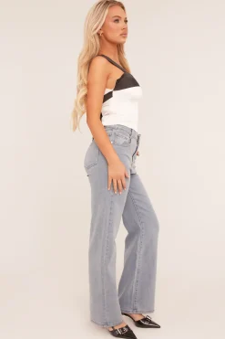 Rebellious Fashion Light Blue Stretch Straight Leg Jeans - Hayle