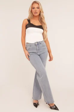 Rebellious Fashion Light Blue Stretch Straight Leg Jeans - Hayle