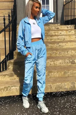 Rebellious Fashion Light Blue Zip Front Hoodie Cuff Jogger Co-Ord - Kason