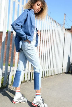 Rebellious Fashion Light Contrast Denim Jeans - Margie