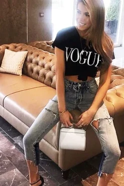 Rebellious Fashion Light Contrast Denim Jeans - Margie