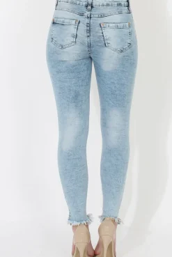 Rebellious Fashion Light Denim Ripped Jeans - Morgan