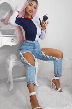 Rebellious Fashion Light Extreme Rip Boyfriend Jeans - Mazy