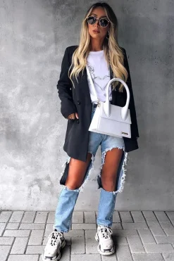 Rebellious Fashion Light Extreme Rip Boyfriend Jeans - Mazy