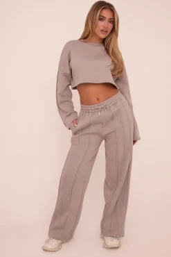 Rebellious Fashion Light Grey Binding Detail Loungewear Co-ord Set - Ceri