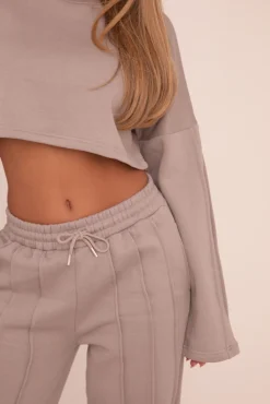 Rebellious Fashion Light Grey Binding Detail Loungewear Co-ord Set - Ceri