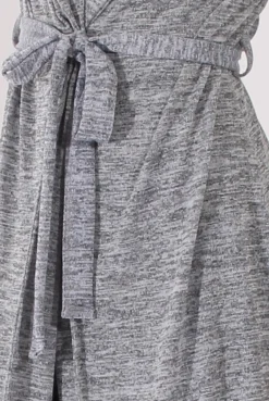Rebellious Fashion Light Grey Long Line Tied Waist Cardigan - Portia