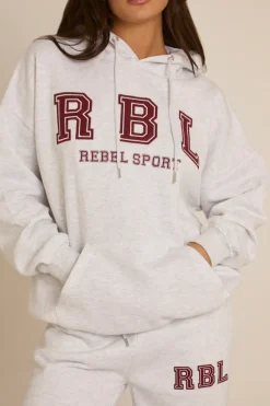 Rebellious Fashion Light Grey Marl Rebel Sport Oversized Hoodie - Camilla