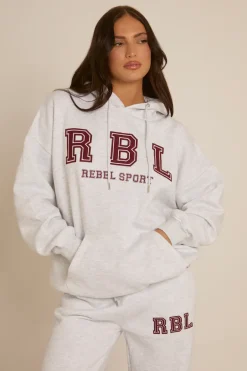 Rebellious Fashion Light Grey Marl Rebel Sport Wide Leg Joggers - Ariyah