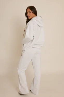 Rebellious Fashion Light Grey Marl Rebel Sport Wide Leg Joggers - Ariyah