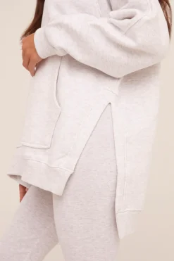 Rebellious Fashion Light Grey Oversized Hoodie And Leggings Co-ord Set - Renee