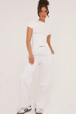 Rebellious Fashion Light Grey Seam Detail Straight Leg Lounge Trousers - Adora