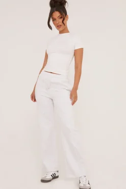 Rebellious Fashion Light Grey Seam Detail Straight Leg Lounge Trousers - Adora