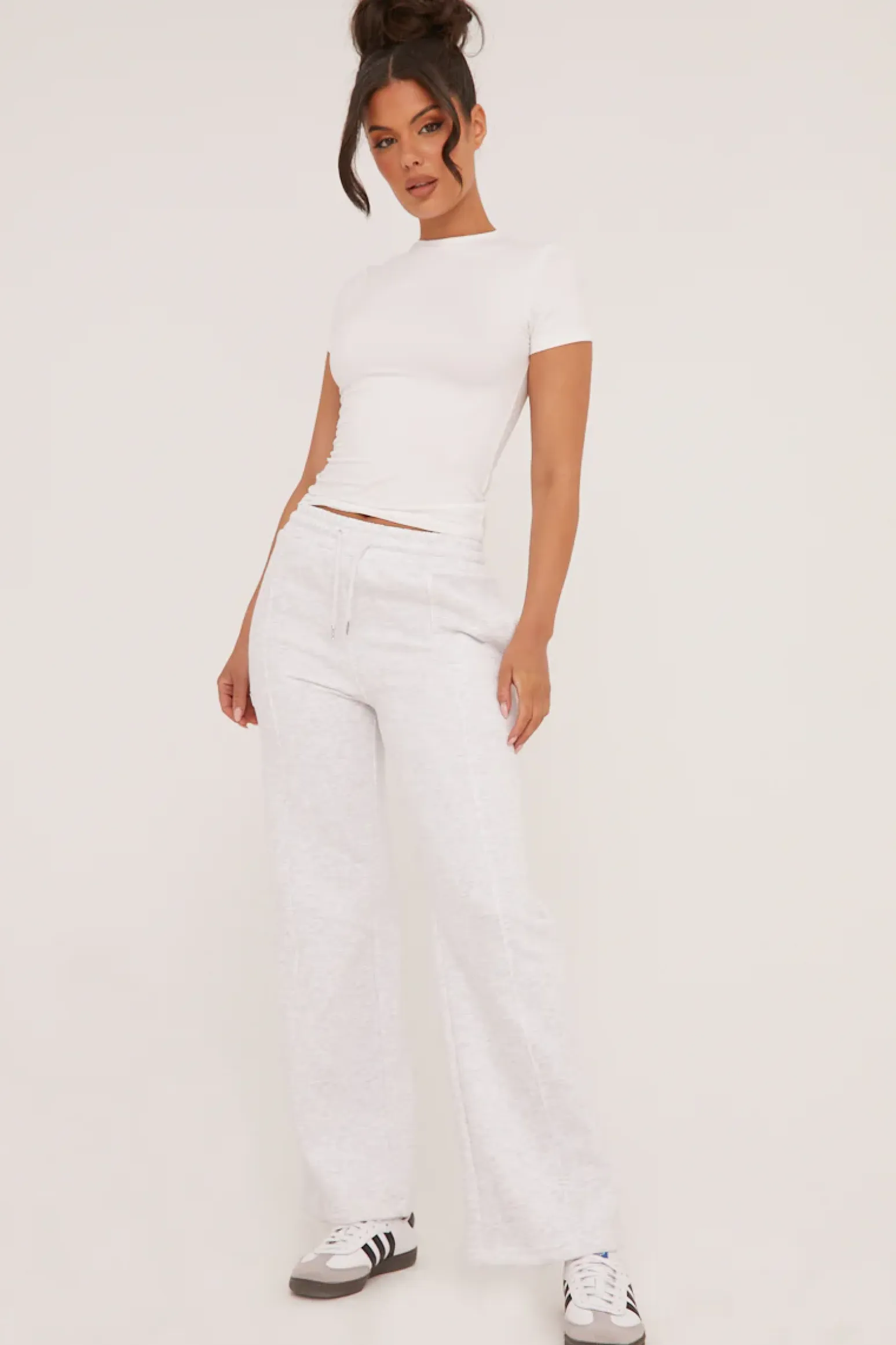 Rebellious Fashion Light Grey Seam Detail Straight Leg Lounge Trousers - Adora