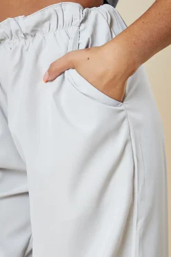 Rebellious Fashion Light Grey Toggle Detail Parachute Cargo Trousers - Sadako
