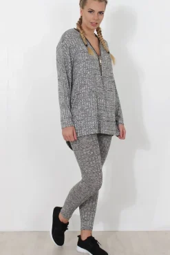 Rebellious Fashion Light Grey V Neck Loungewear Set - Charlene