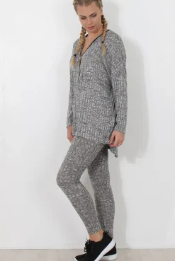 Rebellious Fashion Light Grey V Neck Loungewear Set - Charlene