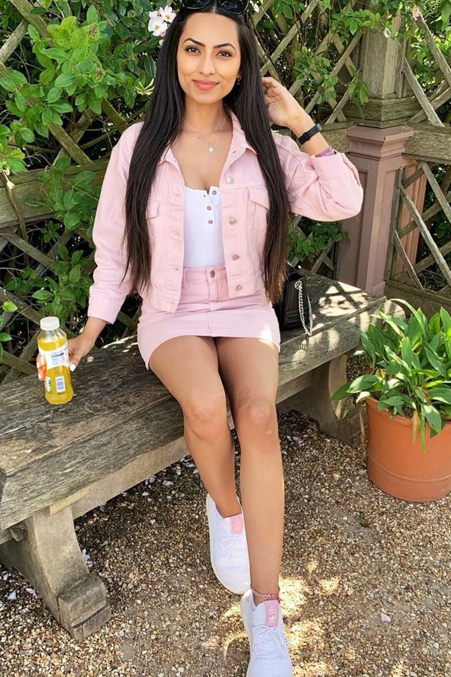 Rebellious Fashion Light Pink Denim Skirt and Jacket Co-ord - Viola