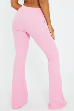 Rebellious Fashion Light Pink Front Seam Flare Tailored Trousers - Celia