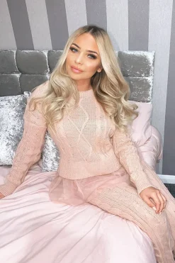 Rebellious Fashion Light Pink Mesh Insert Jumper and Leggings Co-ord - Laurie