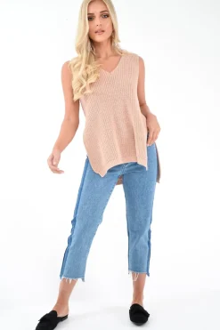 Rebellious Fashion Light Wash Colour Block Fray Hem Jeans - Rhya