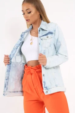 Rebellious Fashion Light wash Denim Jacket - Samaira