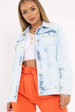 Rebellious Fashion Light wash Denim Jacket - Samaira