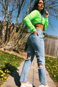 Rebellious Fashion Light Wash Extreme Back Rips Boyfriend Jeans - Inna