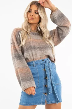 Rebellious Fashion Light Wash Horn Button Front Denim Mini Skirt - Yazmin